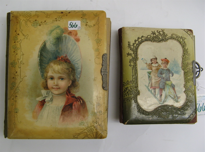 Appraisal: TWO AMERICAN VICTORIAN PHOTO ALBUMS c The larger with child