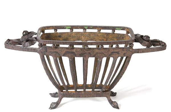 Appraisal: An Art Deco wrought-iron frame for a center bowl circa