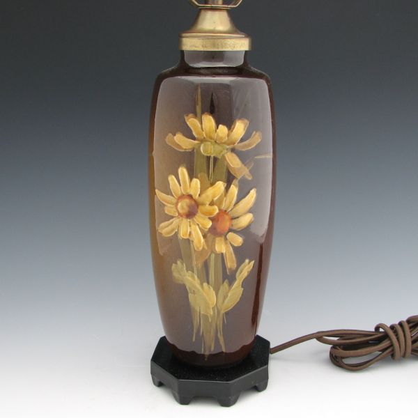 Appraisal: Owens standard glaze lamp with floral decoration by Tot Steele