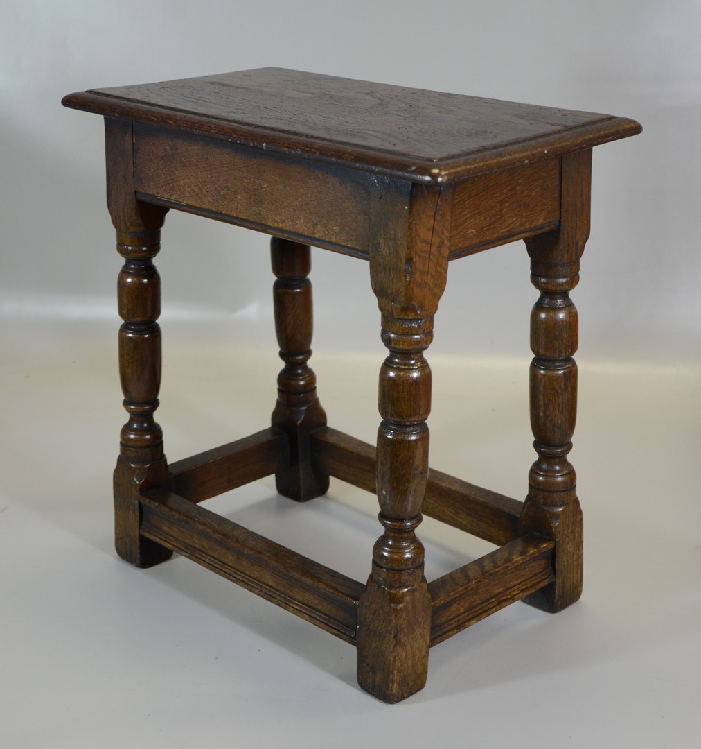 Appraisal: Oak English joint stool mortised and pin construction probably th