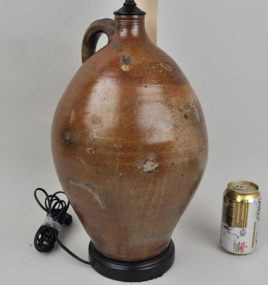 Appraisal: Stoneware Charlestown Jug As Lamp impressed Charlestown for Charlestown Mass