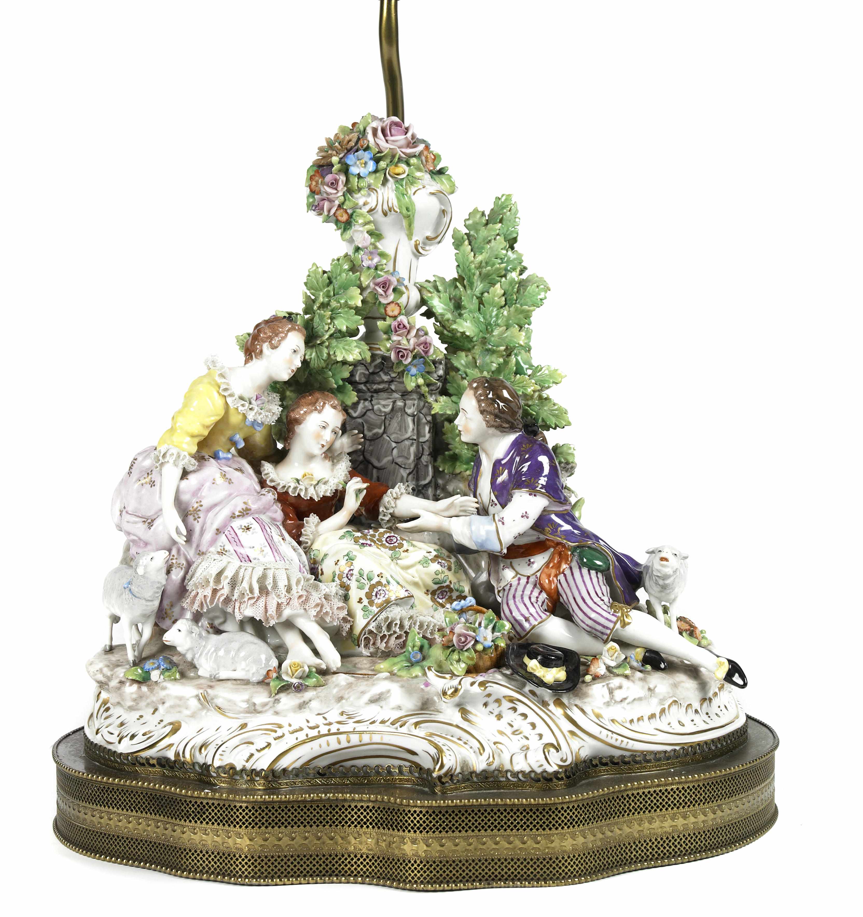 Appraisal: A large Continental porcelain pastoral figural group now mounted as