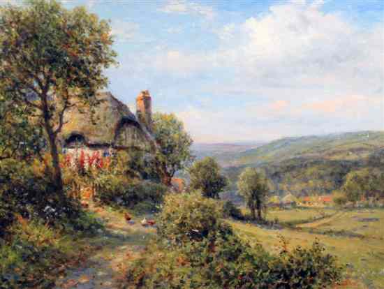 Appraisal: th C English School oil on canvas Cottage and flower