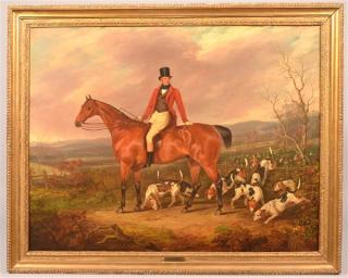 Appraisal: Fox Hunt Scene Oil Painting Attributed to Henry Calvert Fox