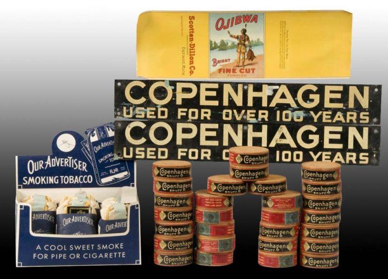 Appraisal: Over Assorted Tobacco Related Items Pieces Description Includes Copenhagen snuff