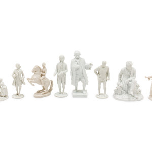 Appraisal: Eight Continental White-Glazed Porcelain Figures Austria th Century Height of