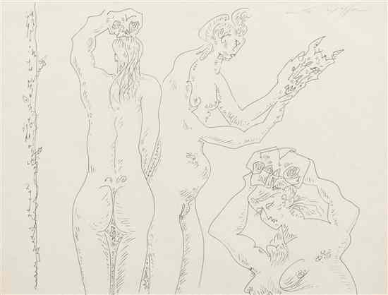 Appraisal: Andre Masson French - Porteuses de Cranes ink on paper