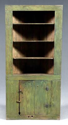 Appraisal: Southern yellow pine corner cupboard one case construction with yellow