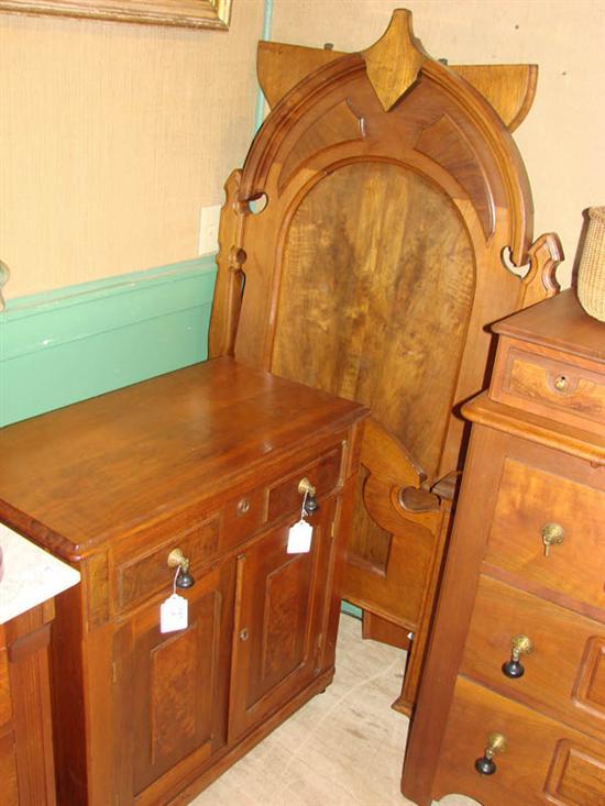 Appraisal: TWO PIECES OF VICTORIAN FURNITURE A walnut commode with burl