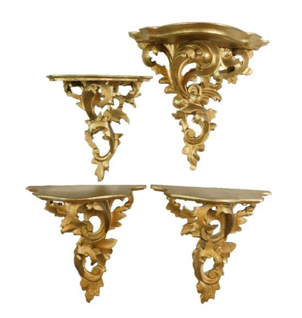 Appraisal: Four gilt scroll shelves th C one pair and two