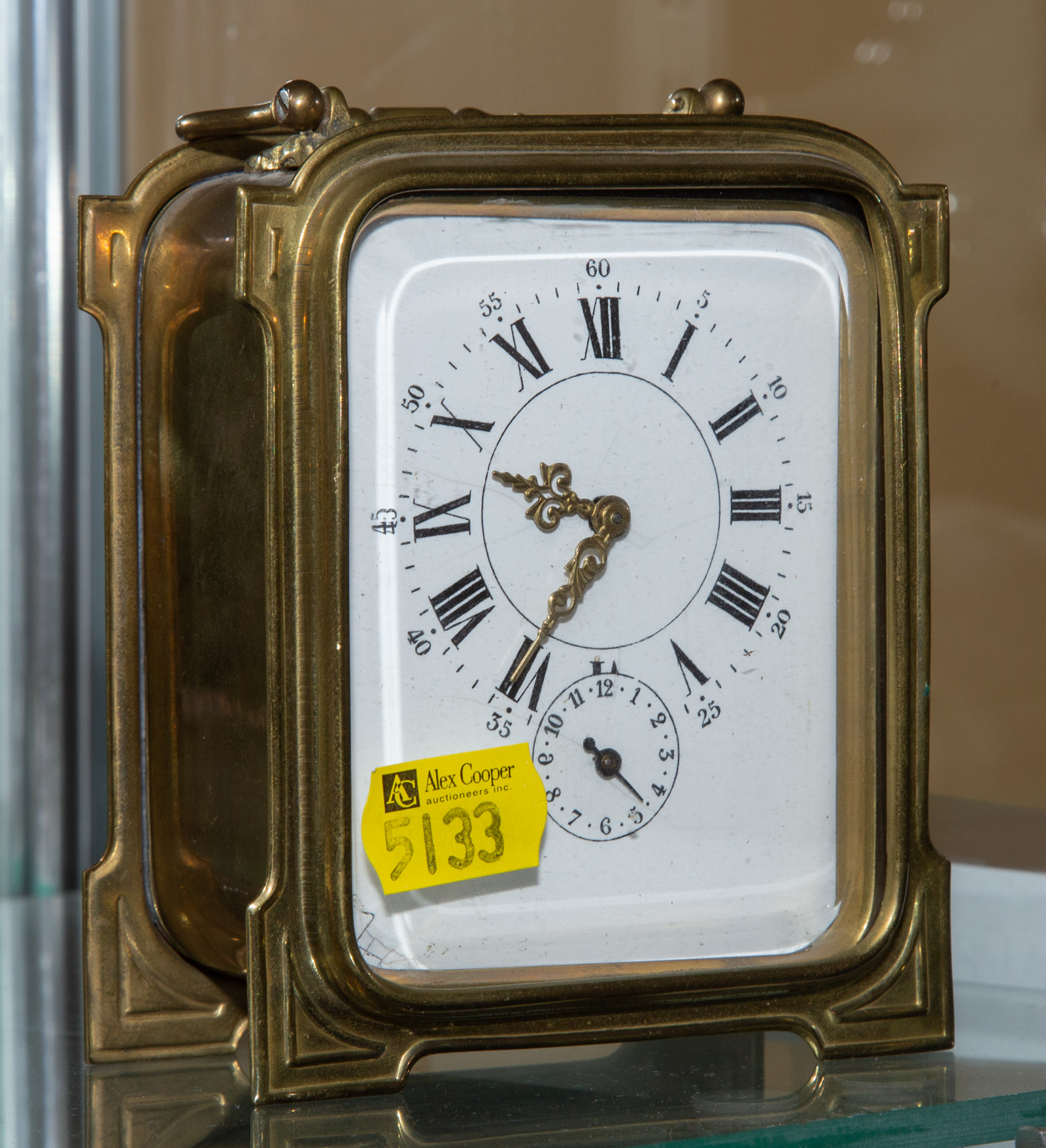 Appraisal: ART NOUVEAU STYLE BRASS CASED CARRIAGE CLOCK Continental st quarter-