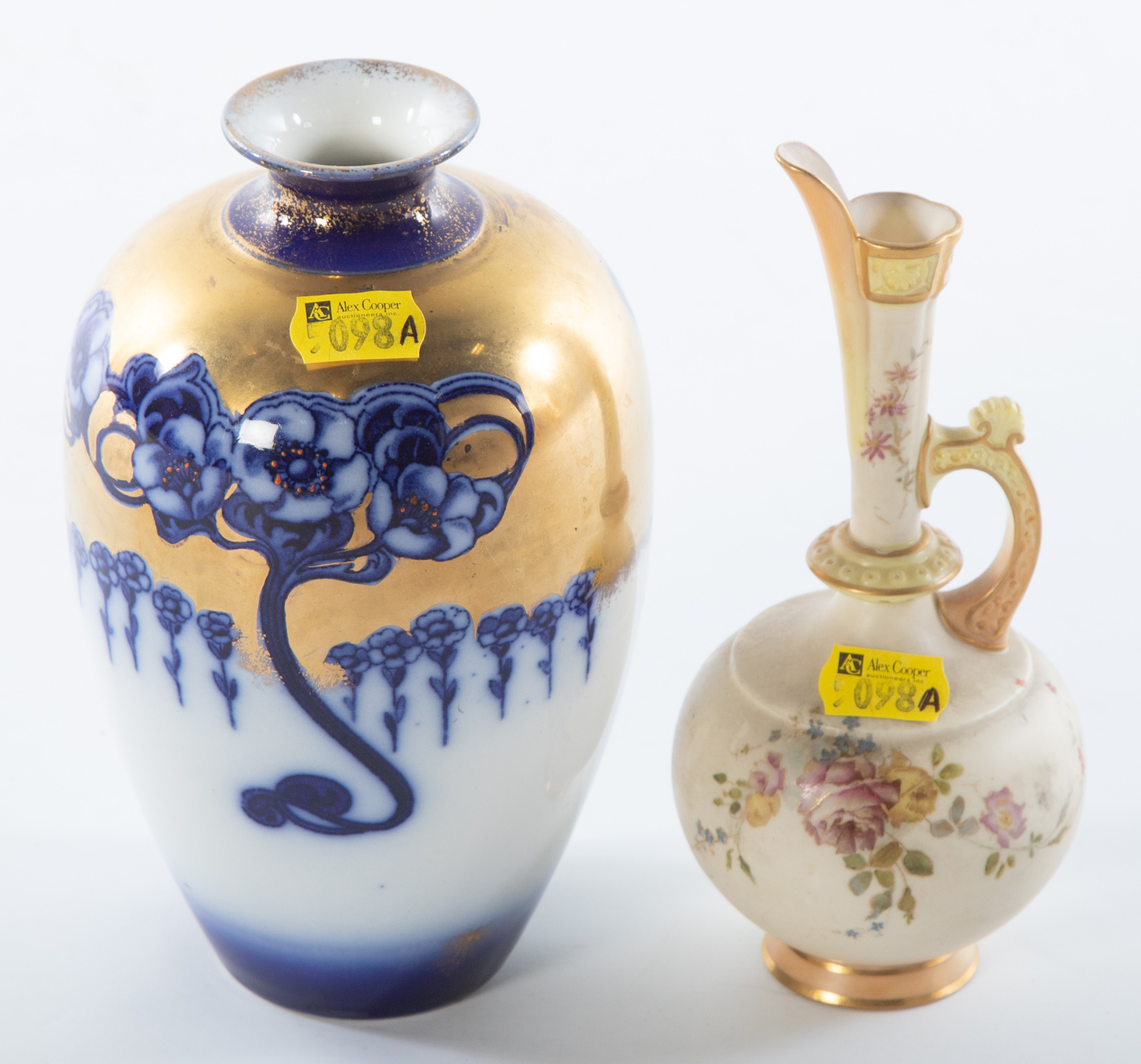 Appraisal: ROYAL WORCESTER VASE AND BLUE AND WHITE GILT VASE