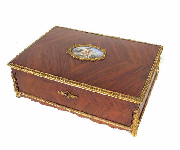 Appraisal: A Louis XVI style French box with porcelain plaque height