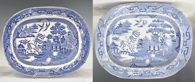 Appraisal: lot of English blue white transferware serving platters in the