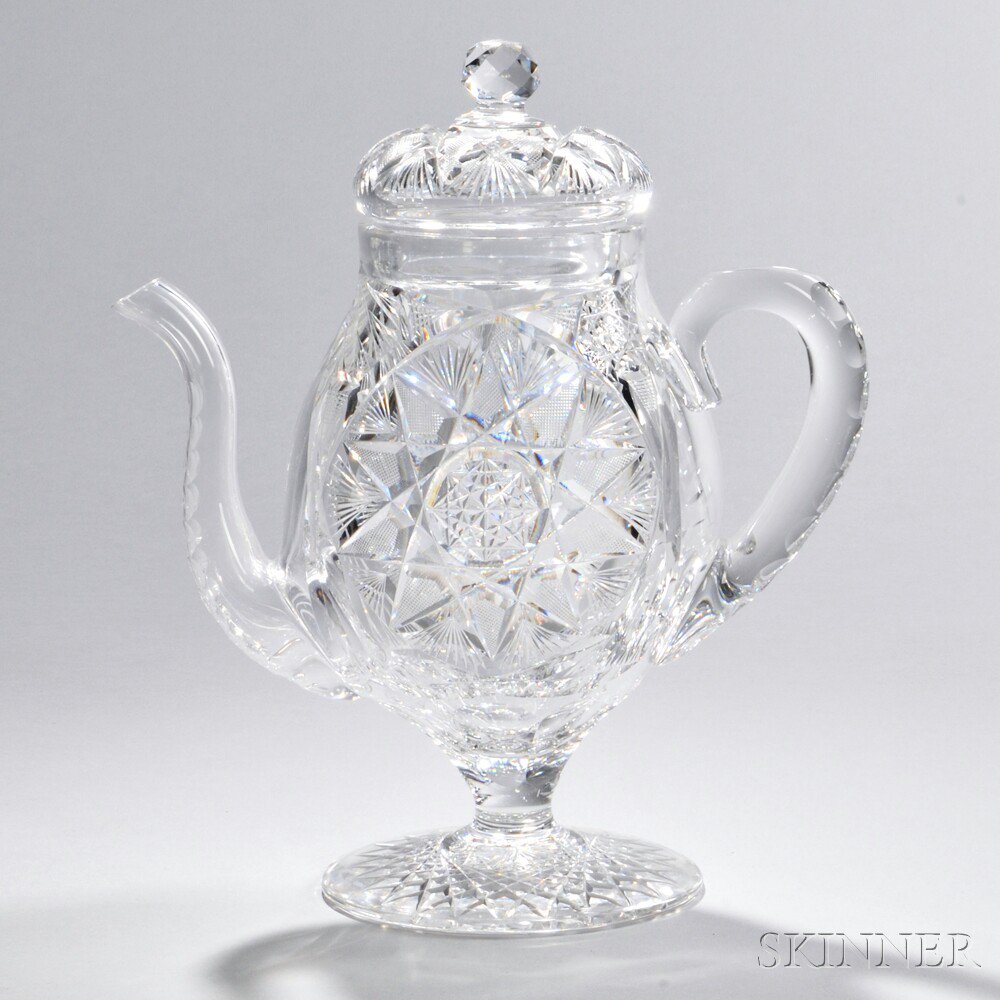 Appraisal: American Brilliant-cut Colorless Glass Coffeepot late th early th century