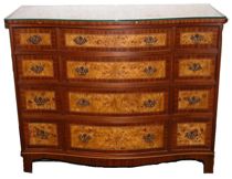 Appraisal: An Inlaid Burled Chest of Drawers Early-Mid th Century Four