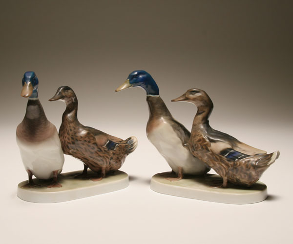 Appraisal: Two pairs Rosenthal mallard duck figures artist signed W Zugel