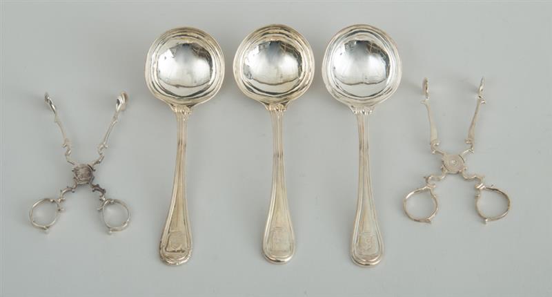 Appraisal: TWO PAIRS OF GEORGE III SILVER SUGAR NIPS AND A