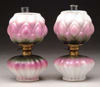 Appraisal: PAIR OF ARTICHOKE LAMPS S -Fig III WMG artichoke pattern