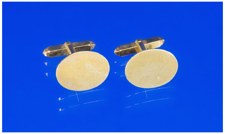 Appraisal: Pair Of ct Gold Oval Cufflinks Of Plain Oval Form