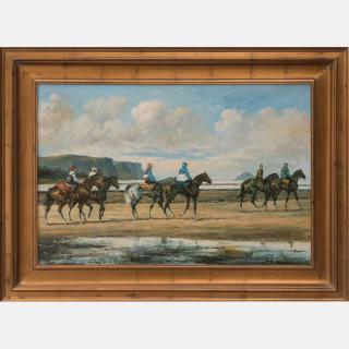 Appraisal: C Bach th Century Figures on Horseback Oil on canvas