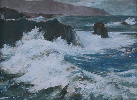 Appraisal: BROUDY Miriam American Coastal Crashing Surf Oil CanvasBoard sight size