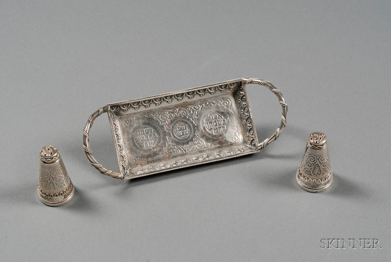 Appraisal: Bezalel Silver and Silver Filigree Salt and Pepper Set Jerusalem