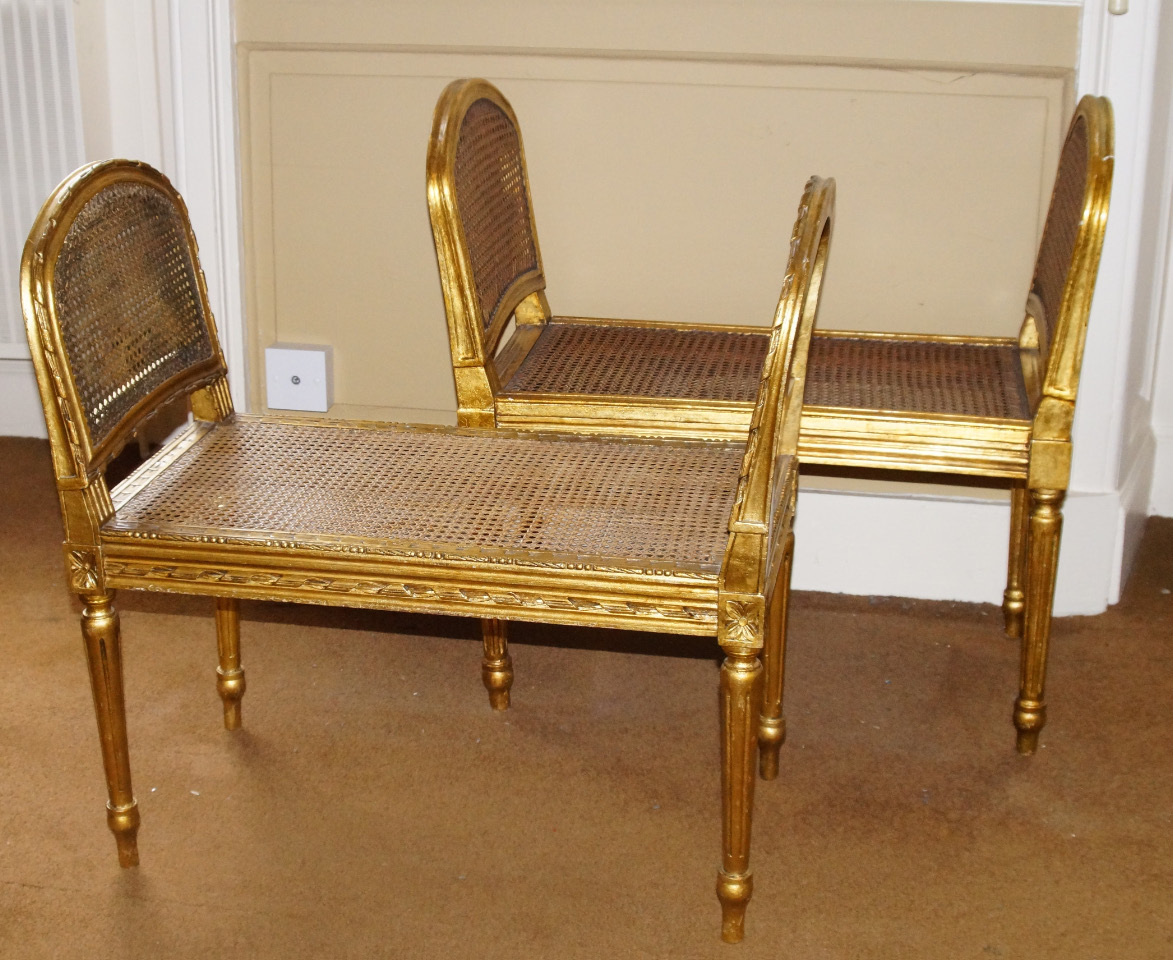 Appraisal: A pair of early thC gilt gesso window seats each