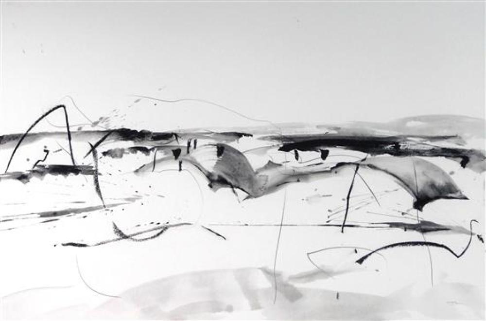 Appraisal: John Lo Presti Connecticut th st C acrylic charcoal and