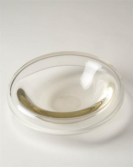 Appraisal: Barbini Clear Glass Console Bowl hand etched signature Dimensions