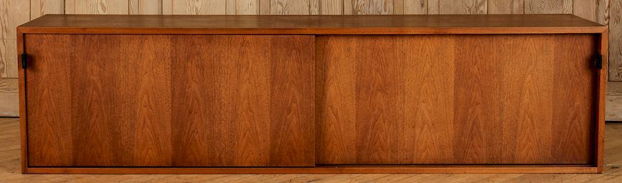 Appraisal: KNOLL TEAK WALL MOUNTED CREDENZA C A Knoll teak wall