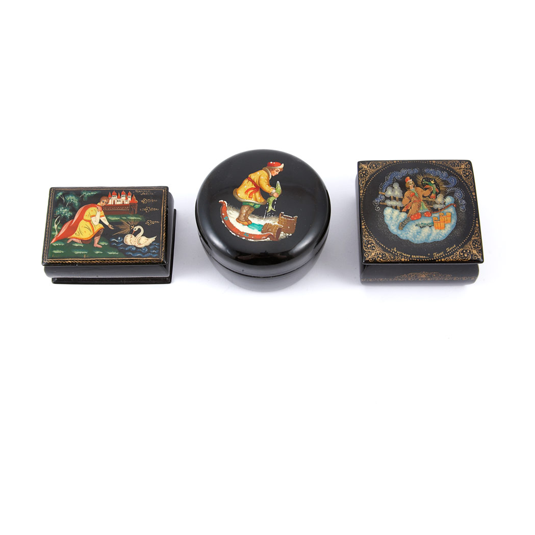 Appraisal: Group of Three Russian Lacquered Boxes