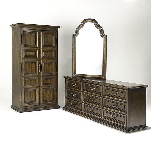 Appraisal: HENREDON BEDROOM SET Six pieces paneled four-poster bed double dresser