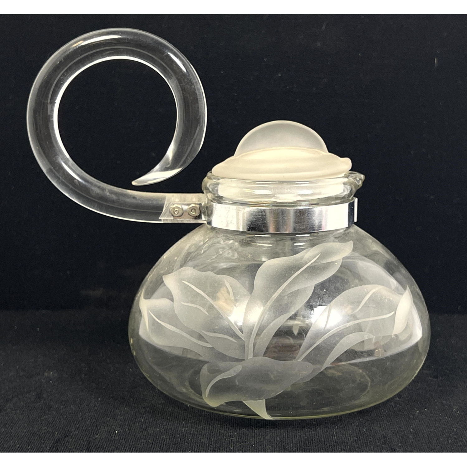 Appraisal: Rare Dorothy Thorpe Tea Coffee Pot Carved glass with Lucite