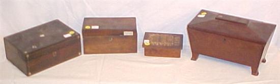 Appraisal: Four wooden boxes a rosewood tea caddy a mahogany tea