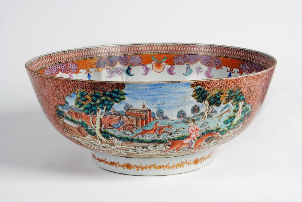 Appraisal: A LARGE CHINESE EXPORT PORCELAIN PUNCH BOWL late th century