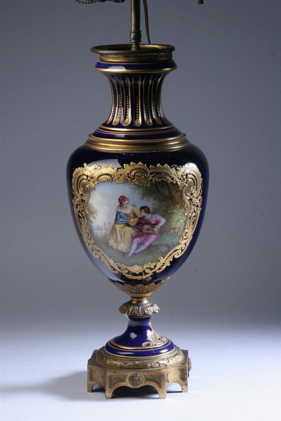 Appraisal: S VRES-STYLE PORCELAIN VASE AND COVER early th century The