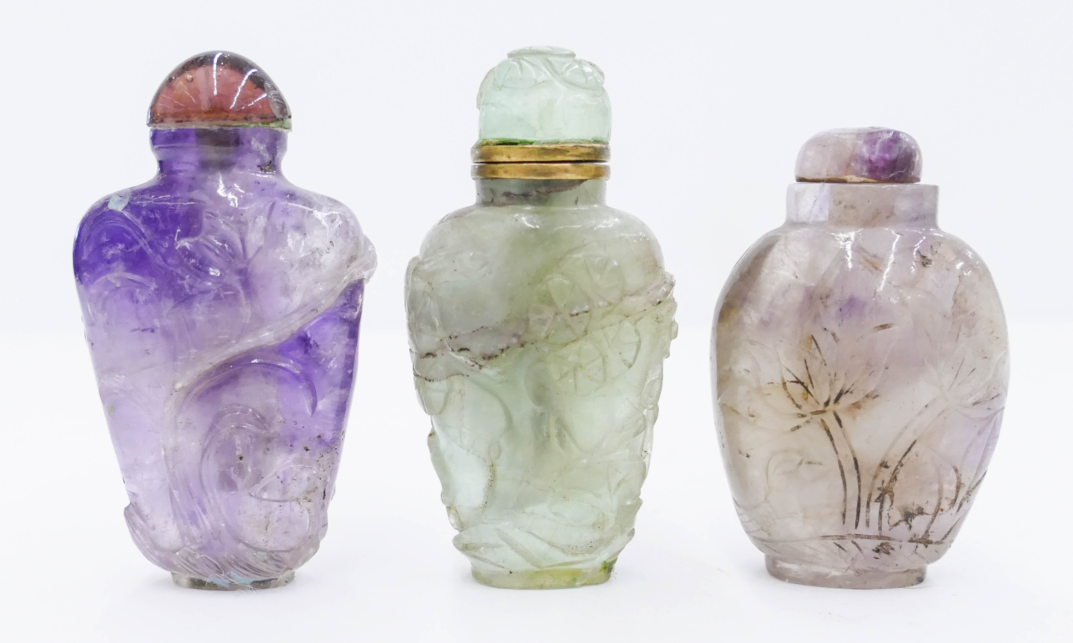 Appraisal: pc Chinese Qing Quartz Snuff Bottles '' to '' Includes