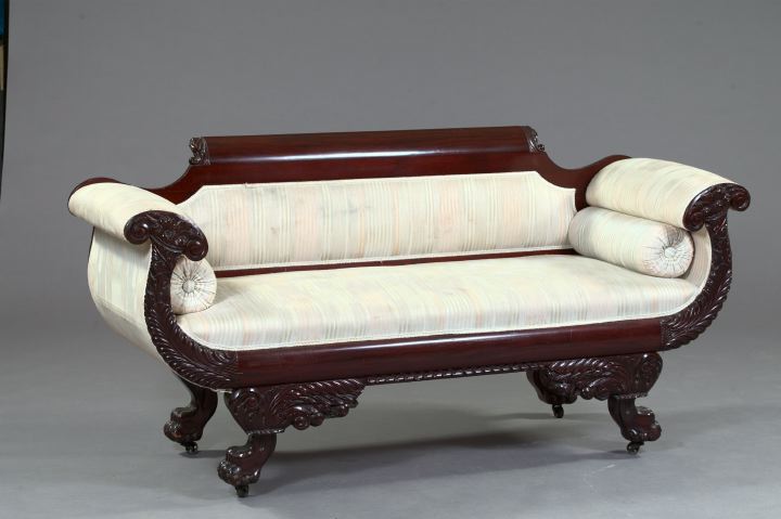 Appraisal: American Late Classical Mahogany Settee second quarter th century the