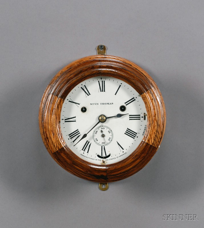 Appraisal: Oak Case Wardroom Model Ship's Clock by Seth Thomas Thomaston