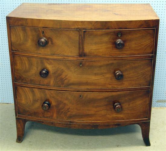 Appraisal: George III mahogany bow fronted chest of two short and