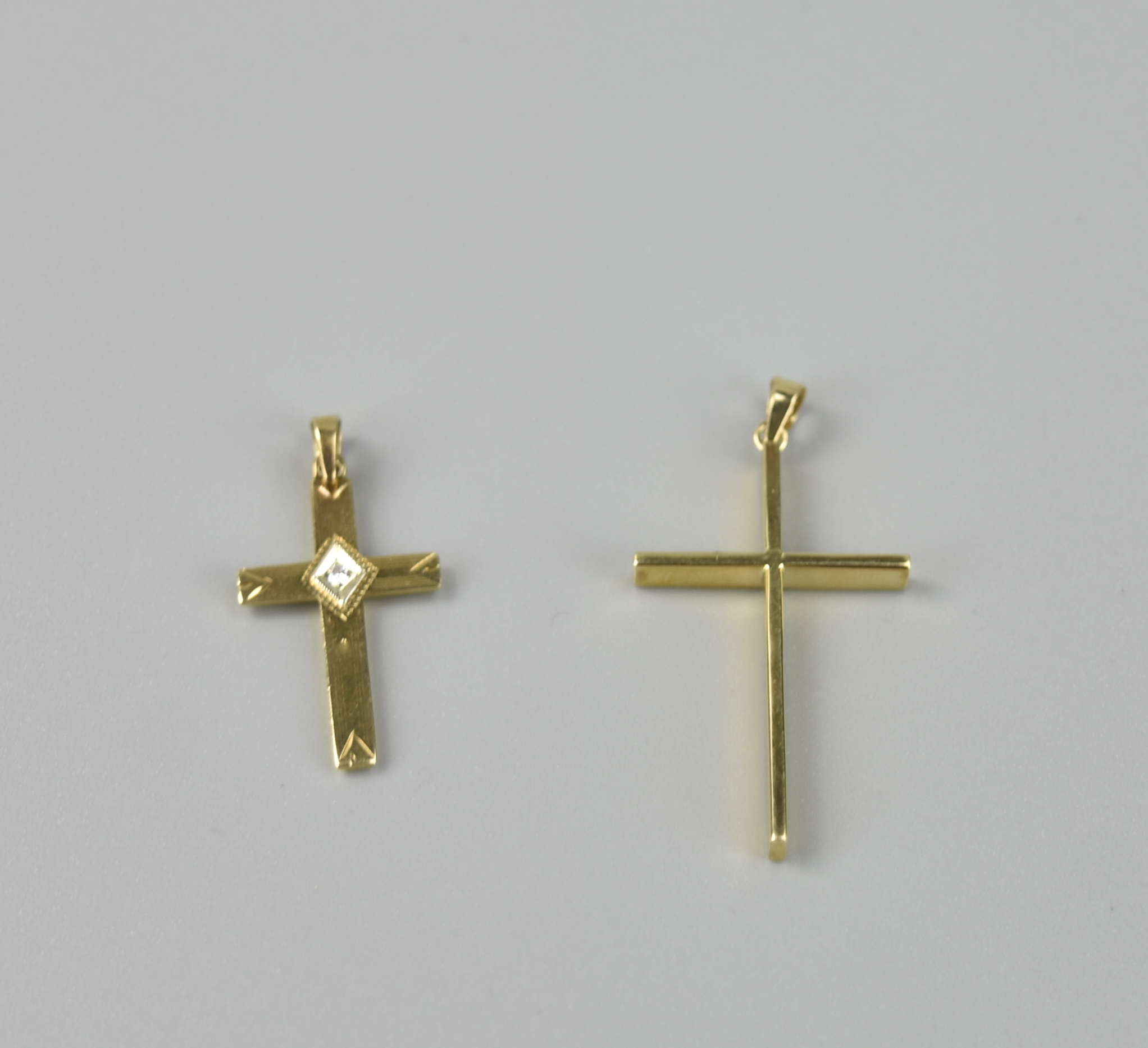 Appraisal: PCS OF K GOLD CROSS PENDANT ONE WITH DIAMOND Pieces