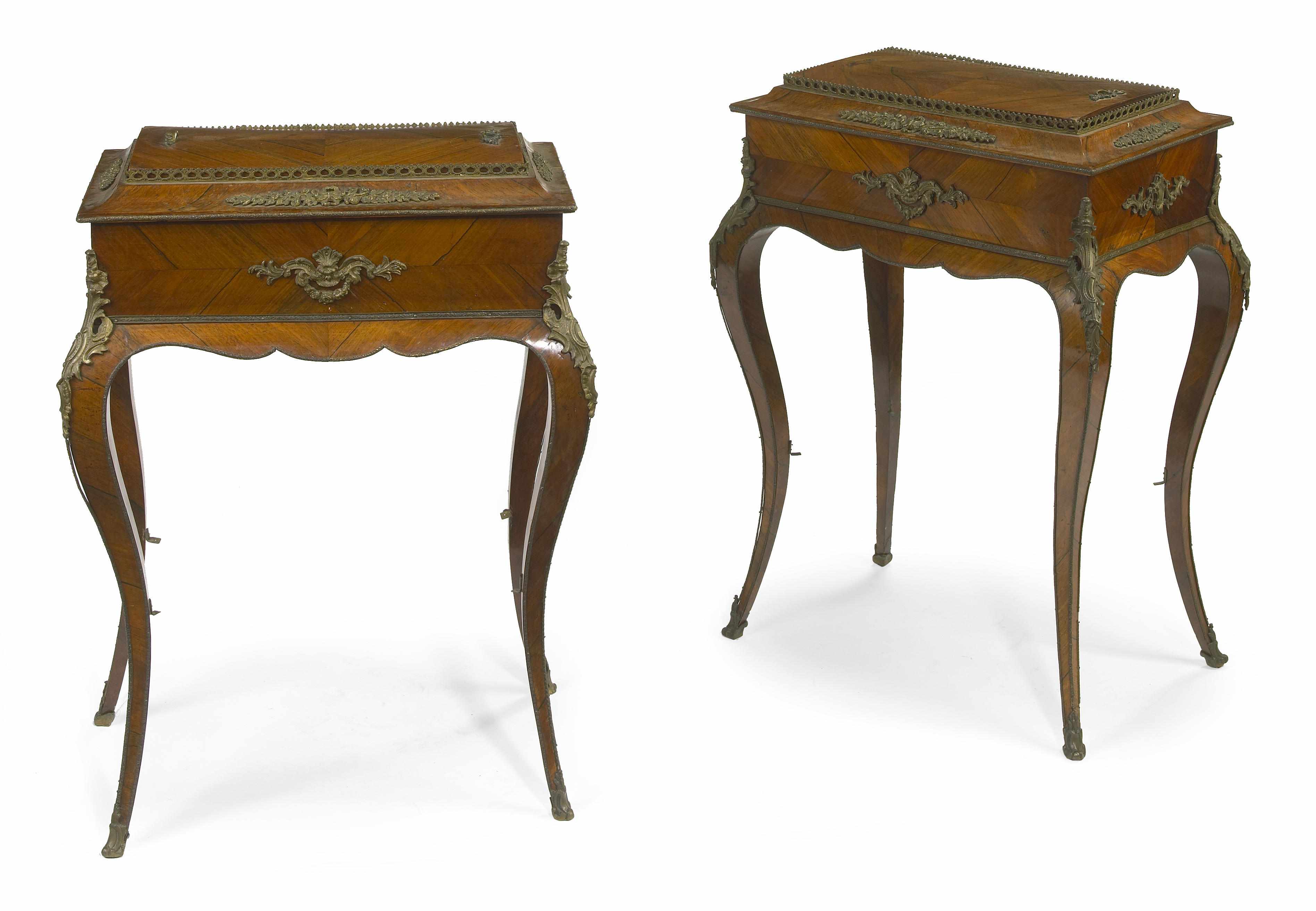 Appraisal: A pair of Louis XV style gilt metal mounted walnut