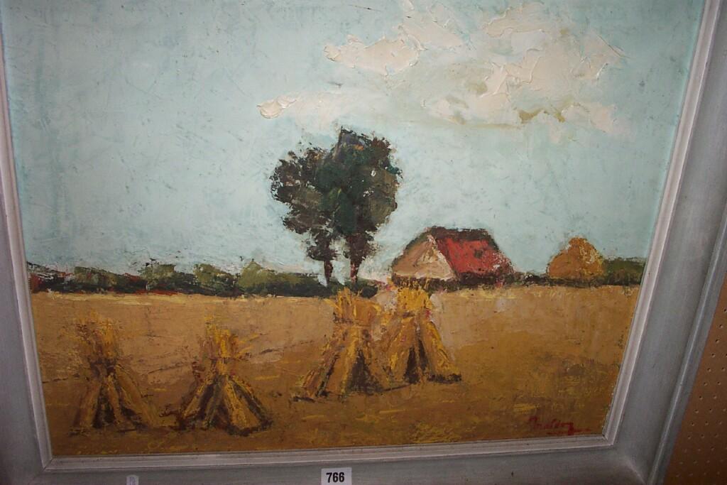 Appraisal: An oil painting on canvas of a country landscape at