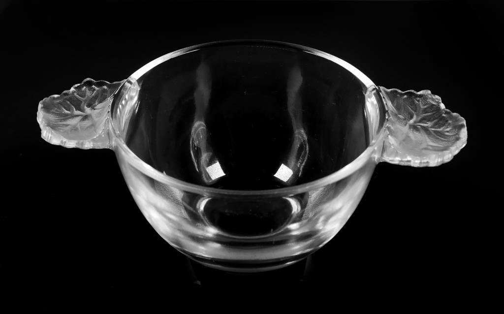 Appraisal: Lalique crystal Honfleur double handled cup with frosted art glass