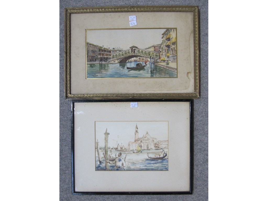 Appraisal: Two watercolours of Venice one indistinctly signed