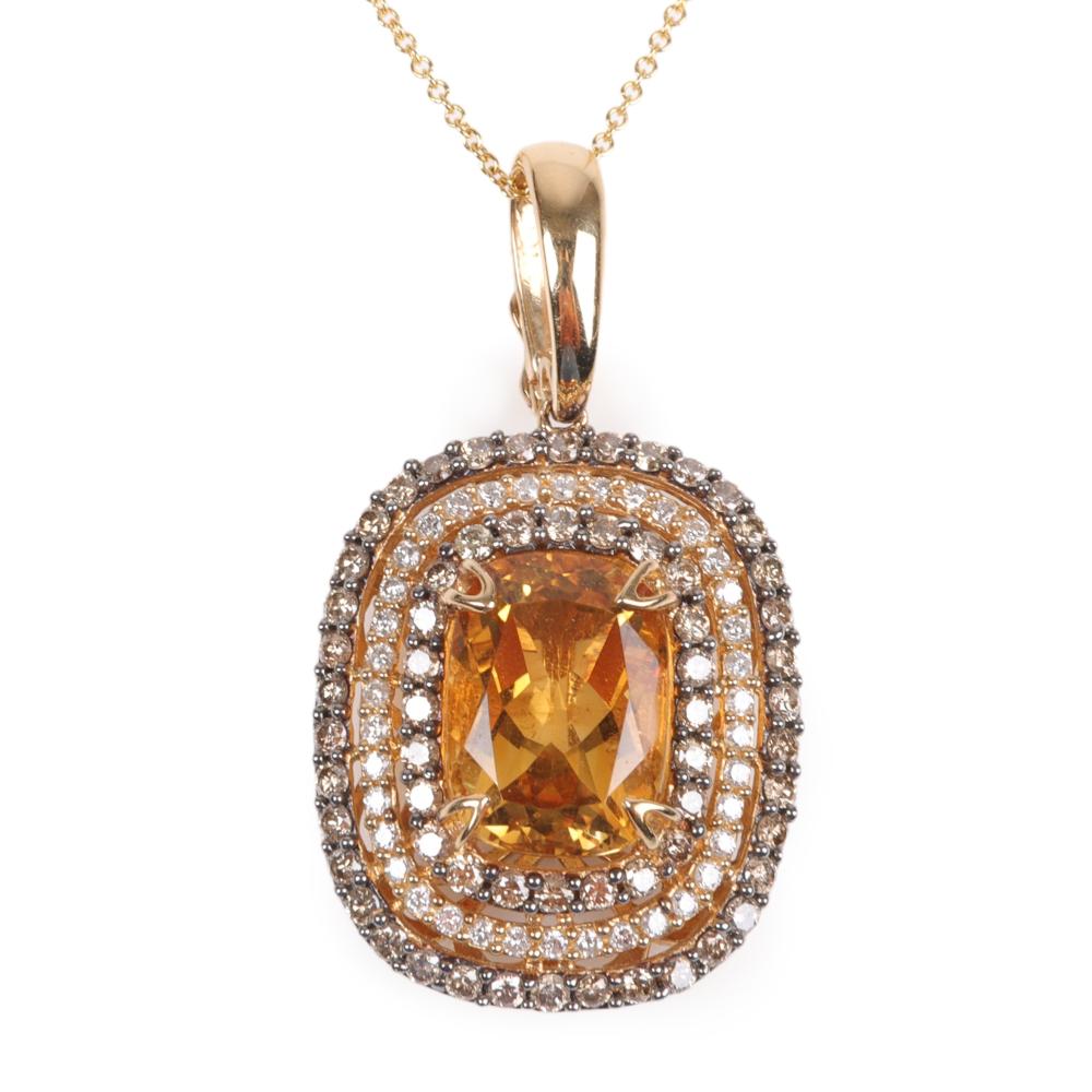 Appraisal: Effy designer k yellow gold citrine and diamond pendant necklace