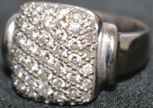 Appraisal: KT WHITE GOLD RING SQUARE MOUNT PAVE SET WITHSMALL DIAMONDS