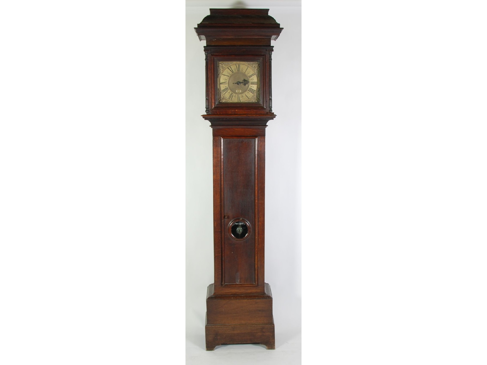 Appraisal: EIGHTEENTH CENTURY OAK LONGCASE CLOCK WITH SQUARE BRASS DIAL SIGNED