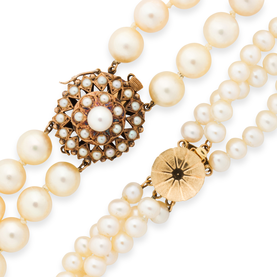 Appraisal: A GROUP OF CULTURED PEARL AND FOURTEEN KARAT NECKLACES A